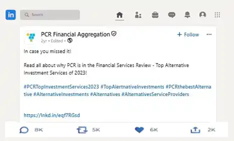 PCR Financial Aggregation recognition