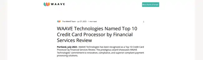 WAAVE Technologies recognition